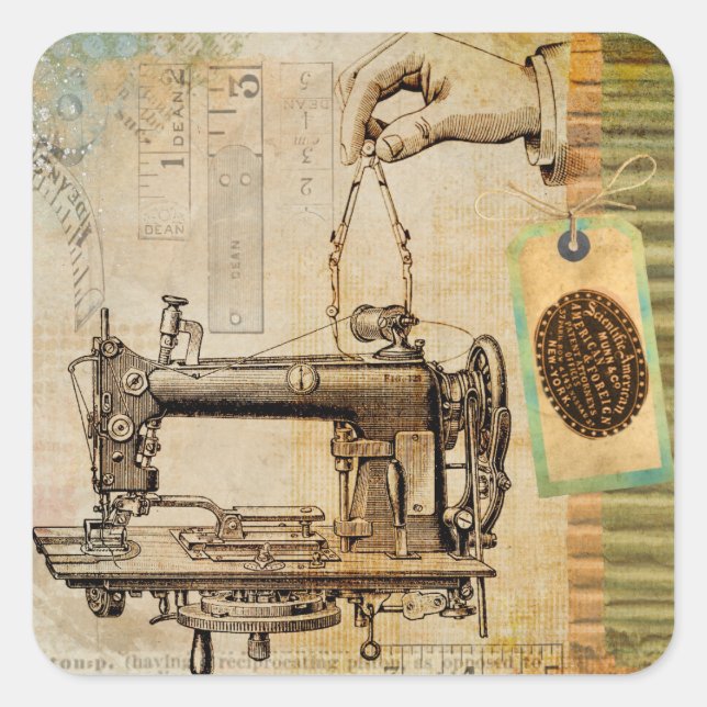 Steampunk Sewing Machine Victorian Stickers (Front)