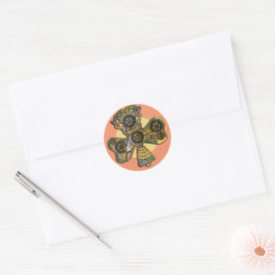 Steampunk Shamrock Saint Patricks Day Classic Round Sticker