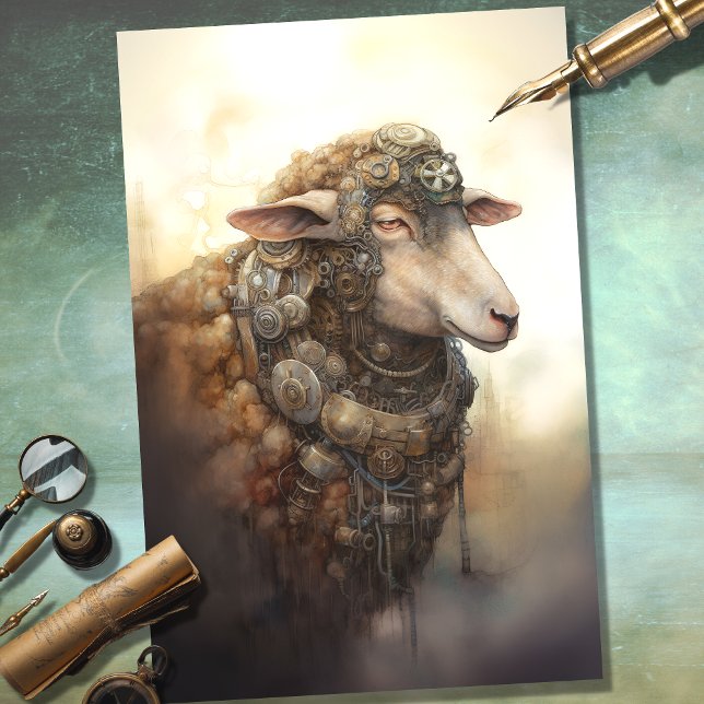 Steampunk Sheep 1 Decoupage Paper (Creator Uploaded)