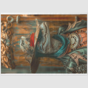 Steampunk Sheriff Alligator Decoupage Tissue Paper