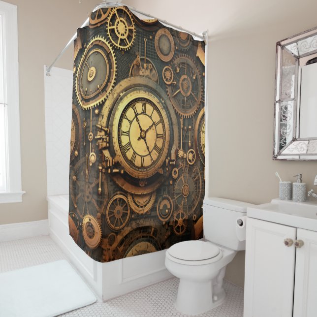 Steampunk Shower Curtain (In Situ)