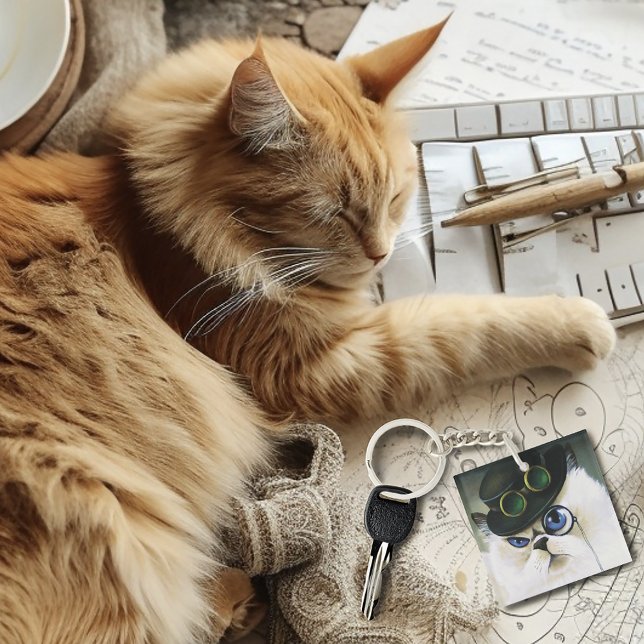 Steampunk Siamese Perswian Cat Key Ring (Creator Uploaded)