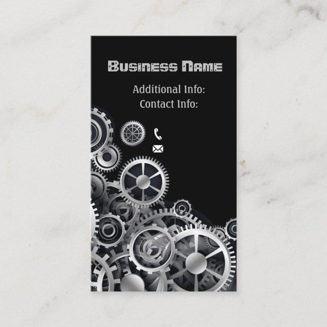 Steampunk Silver Gears 2 Business Card (Front)
