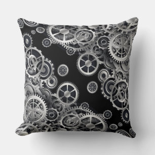 Steampunk Silver Gears 2 Cushion
