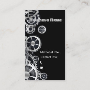 Steampunk Silver Gears 6 Business Card