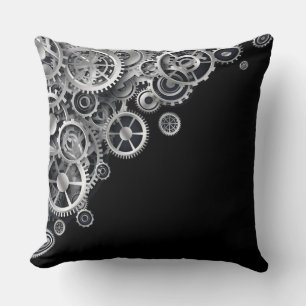 Steampunk Silver Gears Cushion