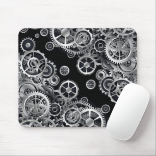 Steampunk Silver Gears Mouse Pad