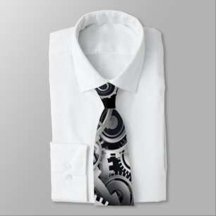 Steampunk Silver Gears Novelty Neck Tie