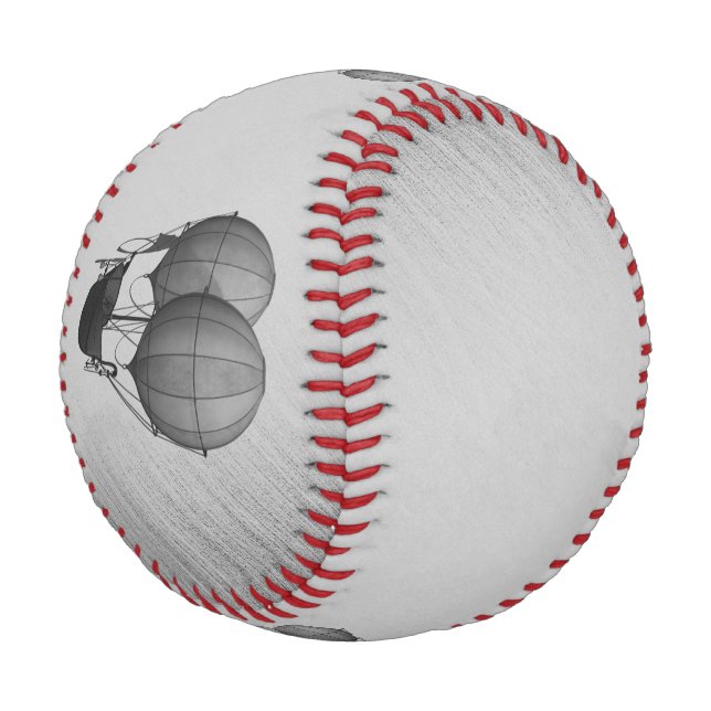 Steampunk Silver Hot Air Balloons with Ship Baseball (Angled)
