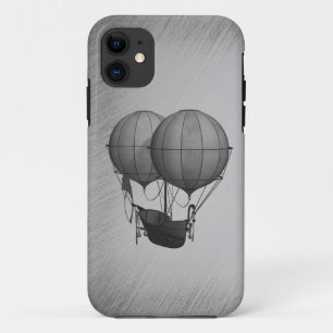 Steampunk Silver Hot Air Balloons with Ship iPhone 11 Case