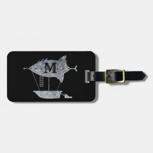 Steampunk Silver Zinc Airship Custom Monogram Luggage Tag
