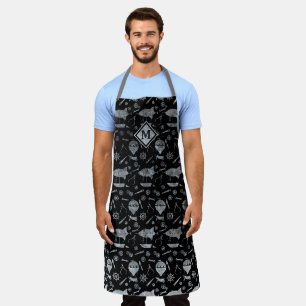Steampunk Silver Zinc Airships Monogram Apron