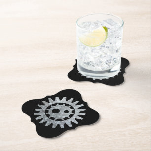 Steampunk Silver Zinc Gear I Paper Coaster
