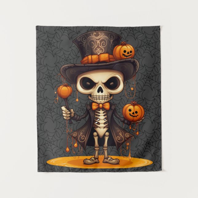 Steampunk Skeleton Art Tapestry (Front)