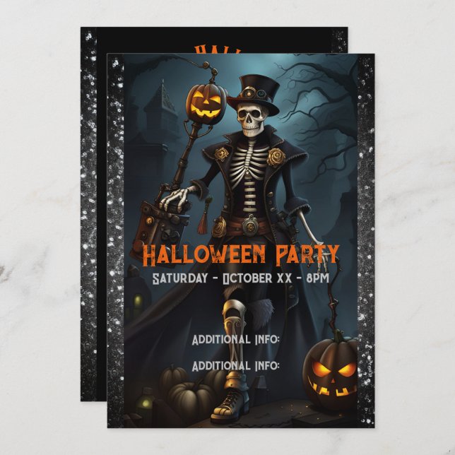 Steampunk Skeleton Invitation (Front/Back)