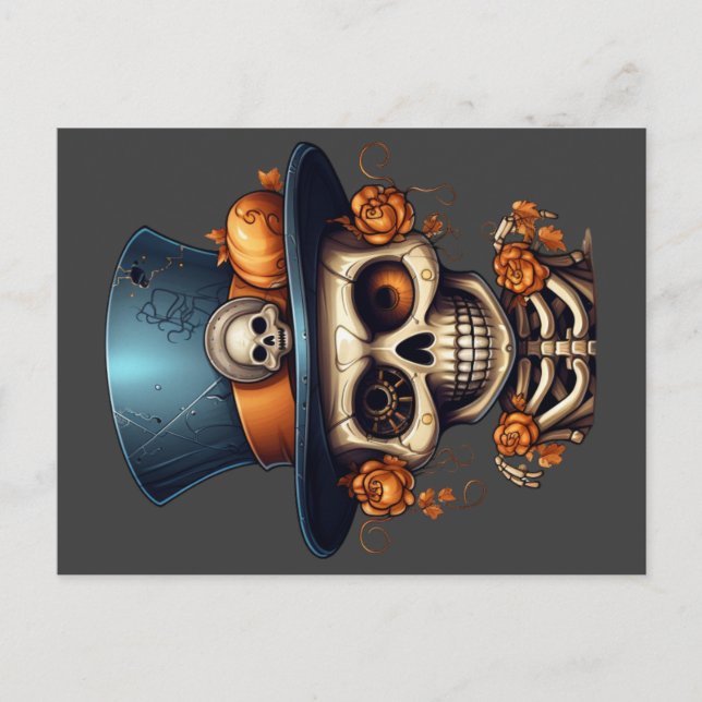 Steampunk Skeleton Postcard (Front)
