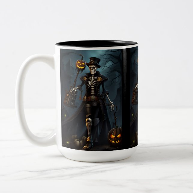 Steampunk Skeleton Two-Tone Coffee Mug (Left)