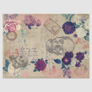 Steampunk Skull and Roses Tissue Paper