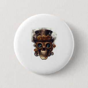 Steampunk Skull Engine 6 Cm Round Badge