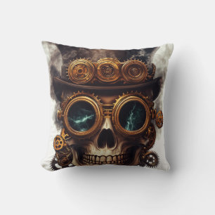 Steampunk Skull Engine Cushion