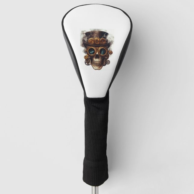 Steampunk Skull Engine Golf Head Cover (Front)