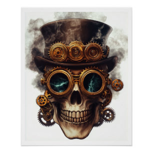 Steampunk Skull Engine Poster