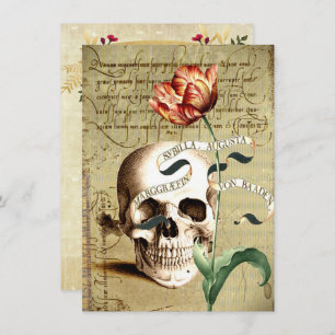 Steampunk Skull Floral Halloween 4.5" x 6.25" Invitation