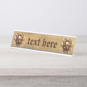 Steampunk Skull Gothic Style Desk Name Plate