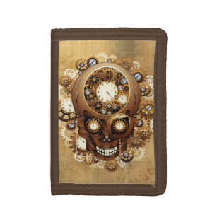 Steampunk Skull Gothic Style Trifold Wallet