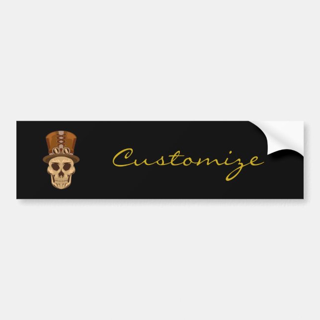 Steampunk Skull in Top Hat Thunder_Cove Bumper Sticker (Front)