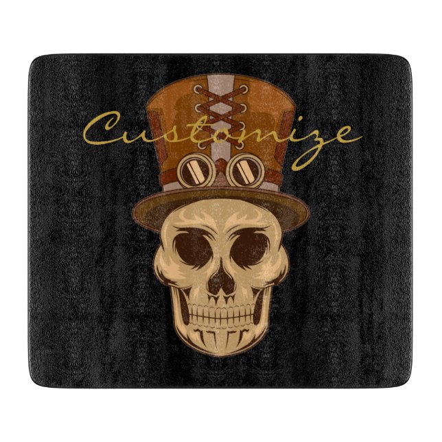 Steampunk Skull in Top Hat Thunder_Cove Cutting Board (Front)