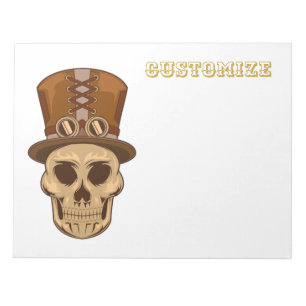 Steampunk Skull in Top Hat Thunder_Cove Journal Notepad