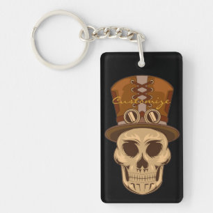 Steampunk Skull in Top Hat Thunder_Cove Key Ring