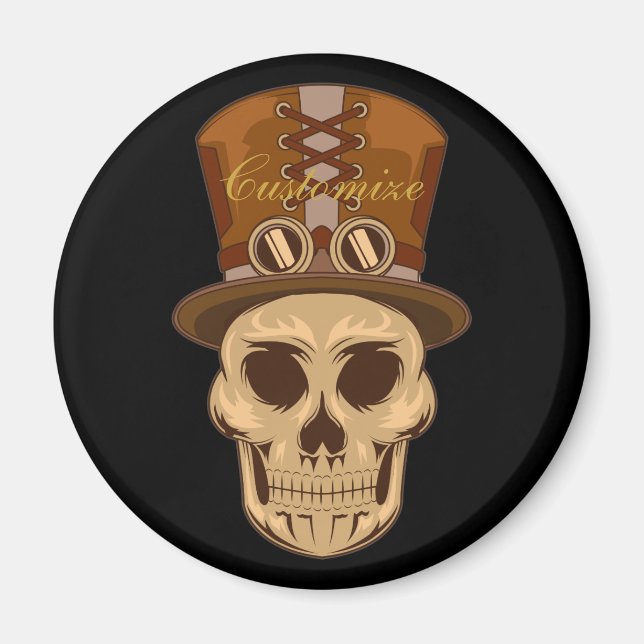 Steampunk Skull in Top Hat Thunder_Cove Magnet (Front)