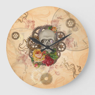 Steampunk Skull Large Clock