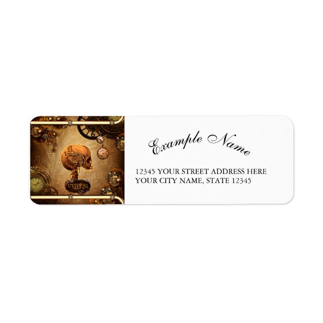 Steampunk skull return address label (Front)