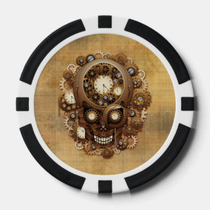 Steampunk Skull Vintage Style poker_chips Poker Chips