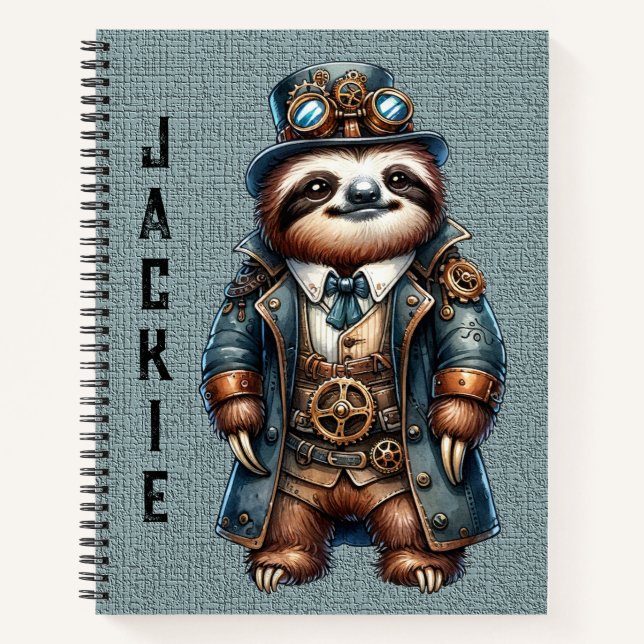 Steampunk Sloth - Customise Notebook (Front)