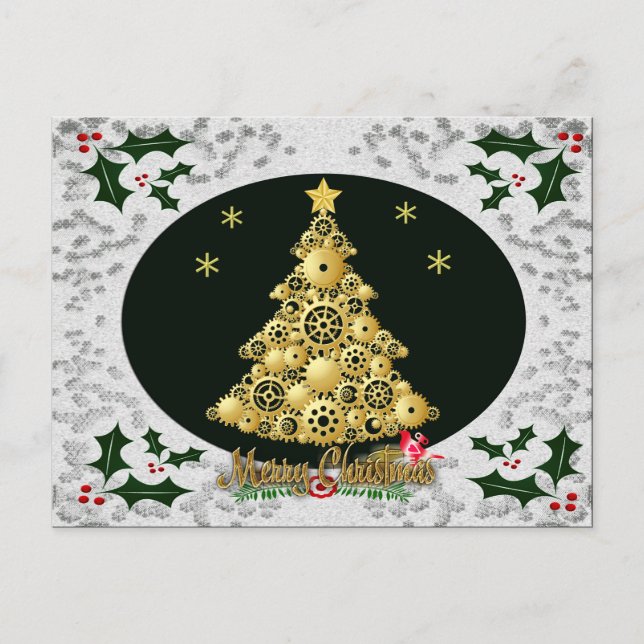 steampunk snowflake postcard (Front)