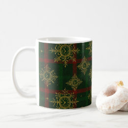 Steampunk Snowflake Red and Green Tartan Coffee Mug