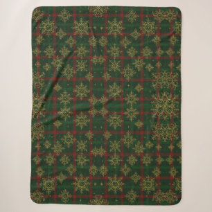 Steampunk Snowflake Red and Green Tartan Sherpa Blanket