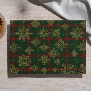 Steampunk Snowflake Red and Green Tartan Tissue Paper