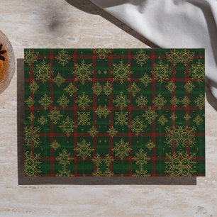 Steampunk Snowflake Red and Green Tartan Tissue Paper