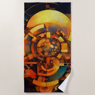 Steampunk Solar Mechanism Abstract Beach Towel