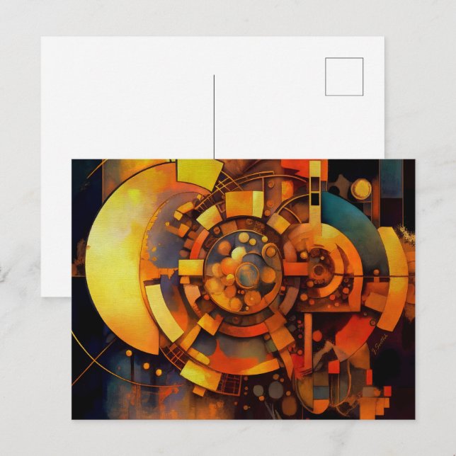 Steampunk Solar Mechanism Abstract Postcard (Front/Back)