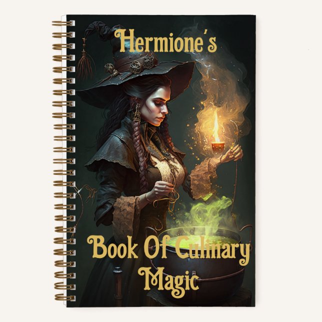 Steampunk Sorceress Cutomisable Recipe Notebook (Front)