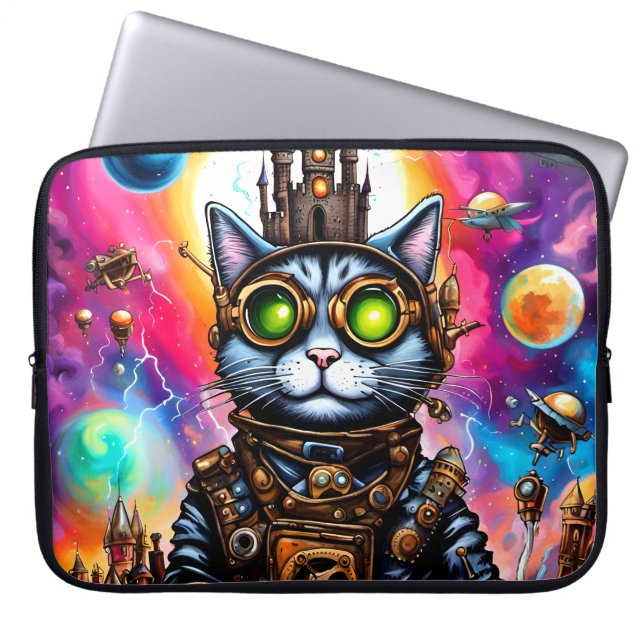 Steampunk Space Cat I Laptop Sleeve (Front)