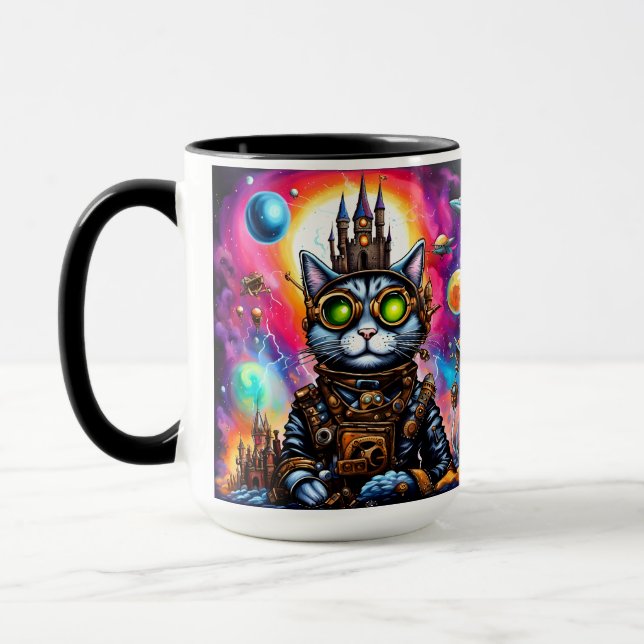 Steampunk Space Cat I Mug (Left)