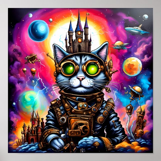Steampunk Space Cat I Poster (Front)