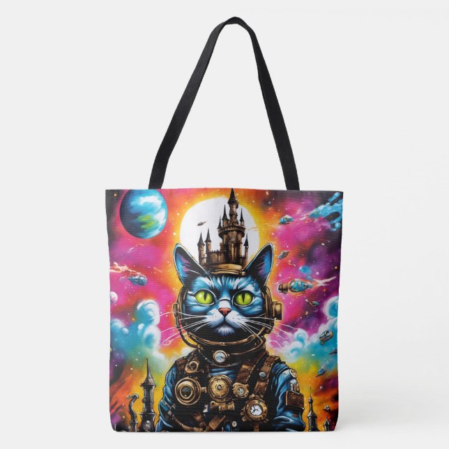 Steampunk Space Cat II Tote Bag (Front)